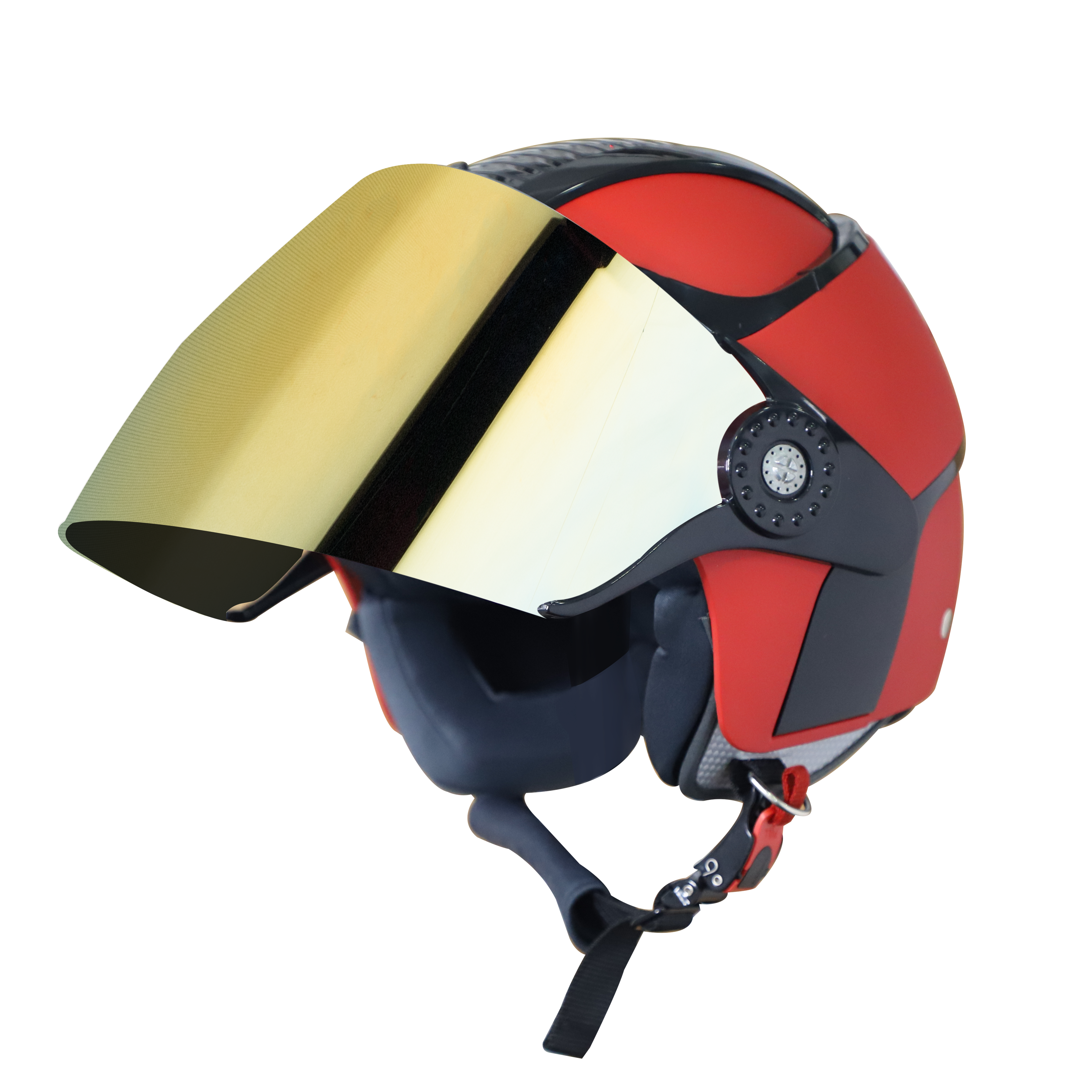 SB-29 AER MAT RED WITH BLACK (FITTED WITH CLEAR VISOR WITH EXTRA CHROME GOLD VISOR FREE) 